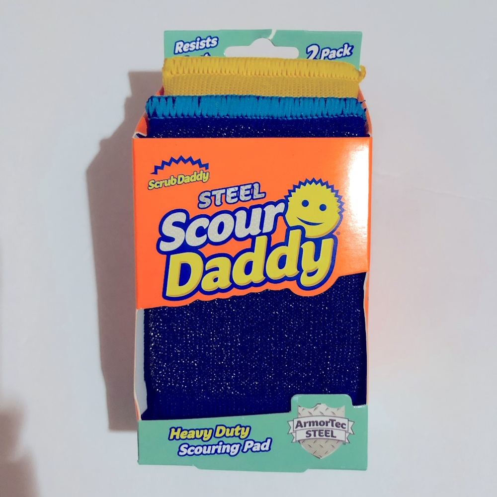NEW SCRUB DADDY Scrubber Scouring Pad Sponge, Stainless Steel Fibers, 2 Count